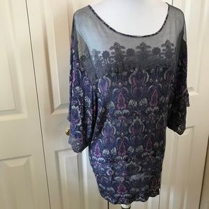 Free People Purple Bohemian Long Tunic Top sz M